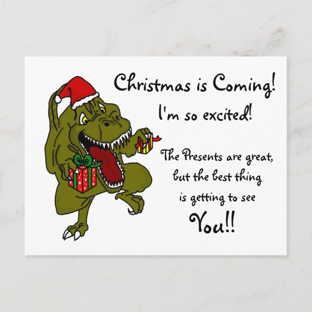 The Best Thing is Seeing You Christmas Dinosaur Holiday Postcard (Front)