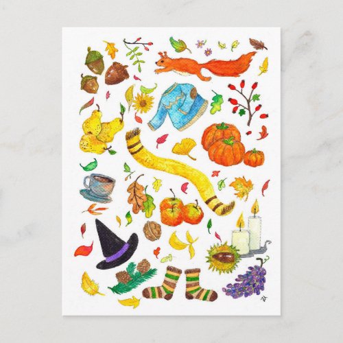 The best things about Fall postcard by N Janes