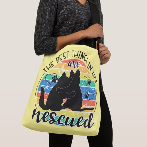 The Best Things In Life Are Rescued Dog Cat  Crossbody Bag