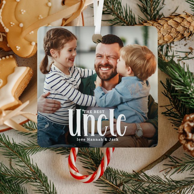The Best UNCLE' Custom Photo Cute Gift  Metal Ornament (Creator Uploaded)