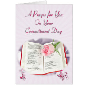 The Bible and rose prayer for a Committment Day Cards