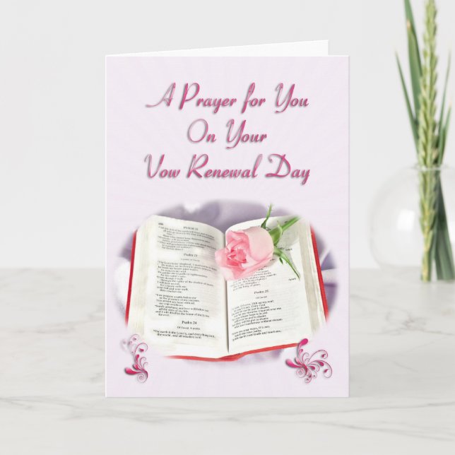 The Bible and rose prayer for vow renewal day Card (Front)
