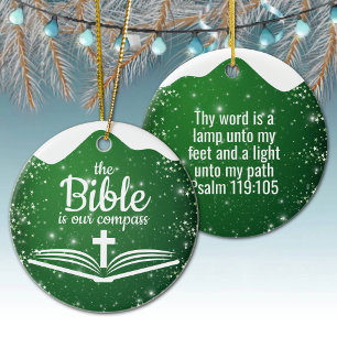 The Bible is our Compass Bible Verse Festive  ⛪️🎄 Ceramic Ornament