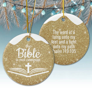 The Bible is our Compass Bible Verse Festive  ⛪️🎄 Ceramic Ornament