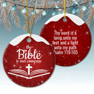 The Bible is our Compass Bible Verse Festive  ⛪️🎄 Ceramic Ornament