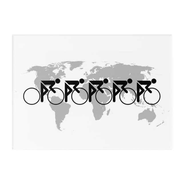 The Bicycle Race No 3 Black On White Acrylic Print (Front)