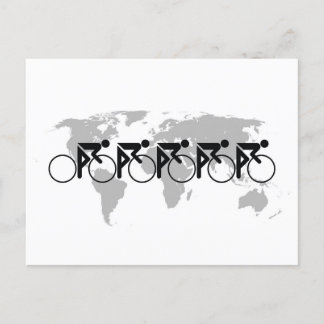 The Bicycle Race No 3 Black On White Announcement Postcard