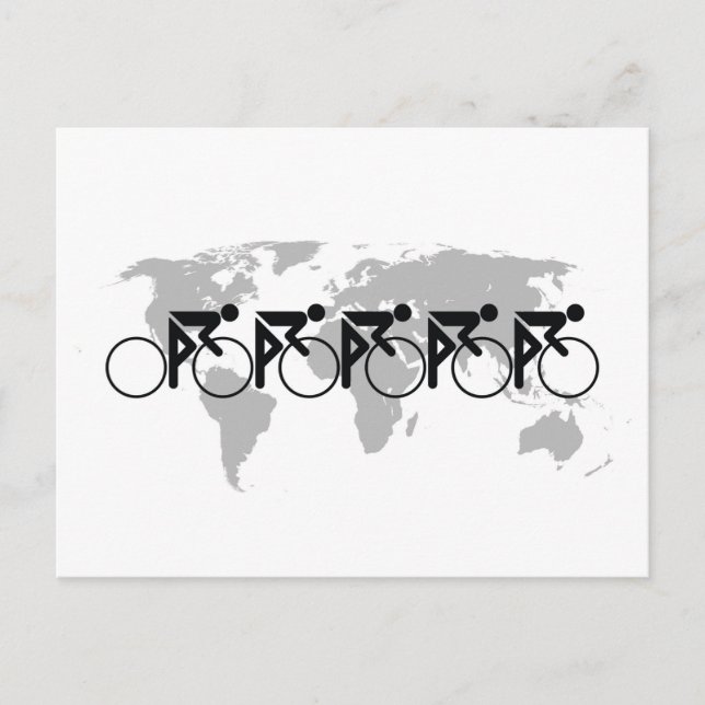 The Bicycle Race No 3 Black On White Announcement Postcard (Front)
