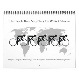 The Bicycle Race No 3 Black On White Calendar