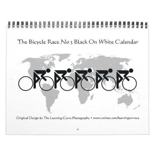 The Bicycle Race No 3 Black On White Calendar