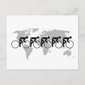 The Bicycle Race No 3 Black On White Holiday Postcard