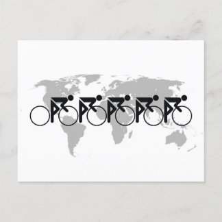 The Bicycle Race No 3 Black On White Invitation Postcard