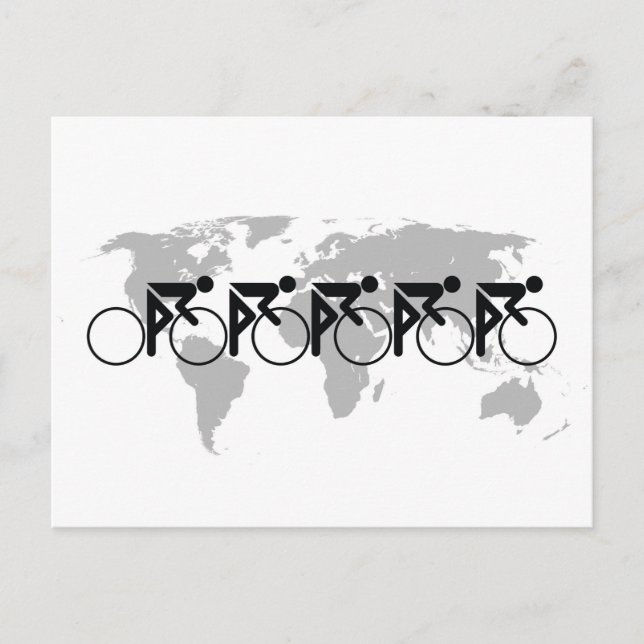 The Bicycle Race No 3 Black On White Invitation Postcard (Front)