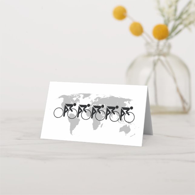 The Bicycle Race No 3 Black On White Place Card (Front)
