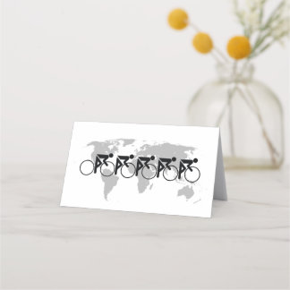 The Bicycle Race No 3 Black On White Place Card