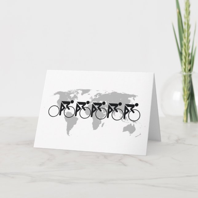 The Bicycle Race No 3 Black On White Thank You Card (Front)