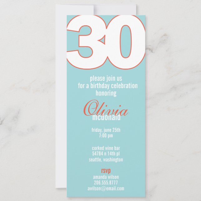 The Big 3-0 Birthday Invitation (Front)