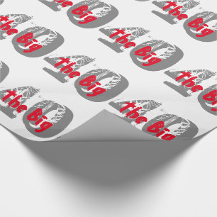 The big 40, Birthday, gray, red text on black. Wrapping Paper