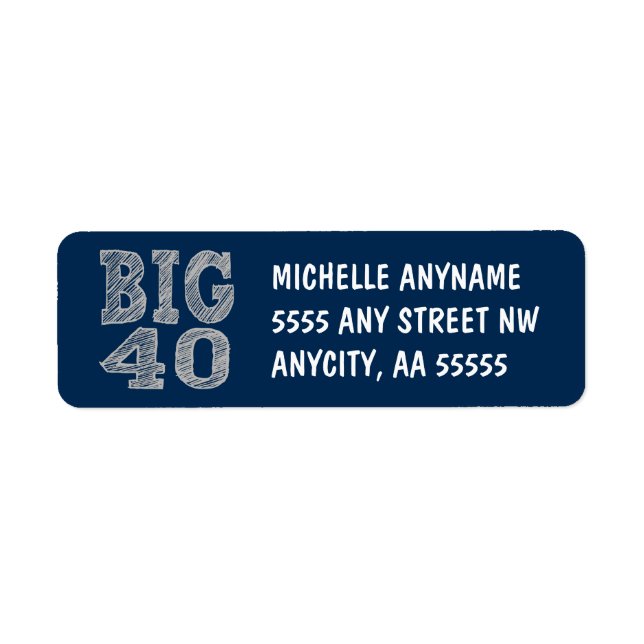 The BIG 40 Fortieth Birthday Label (Front)