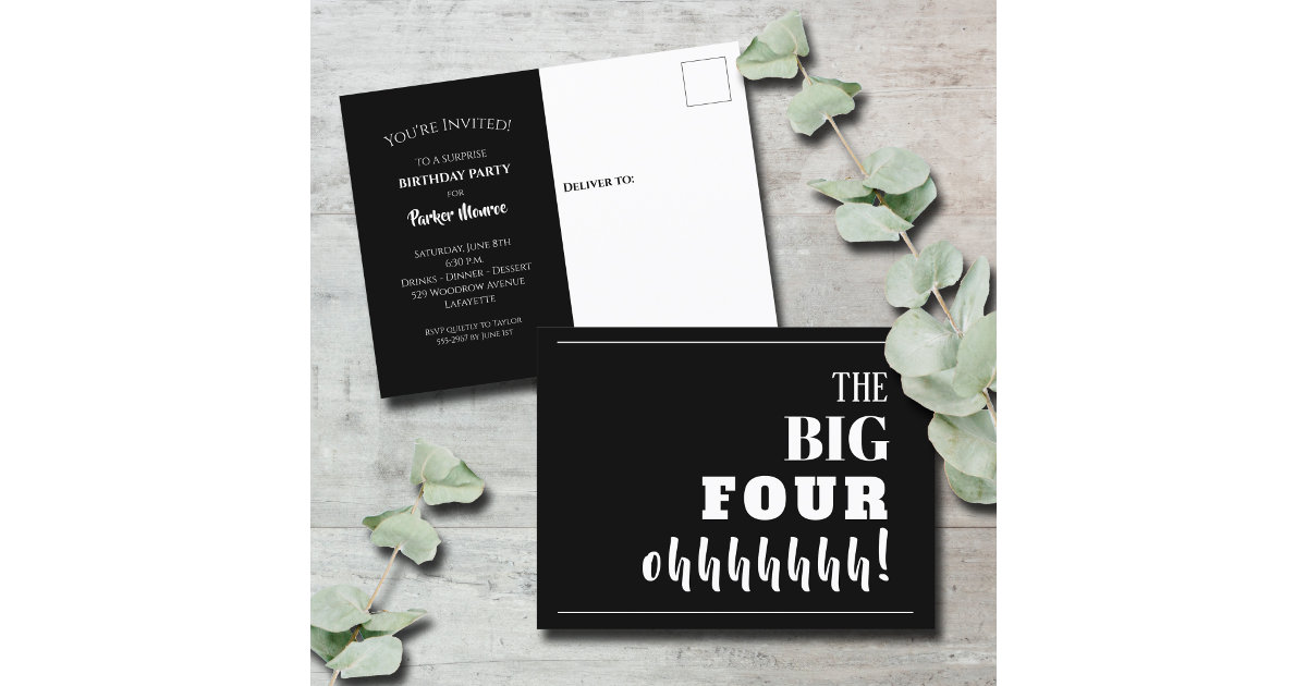 The BIG 40th Birthday Party Invitation Postcard | Zazzle