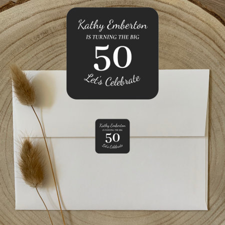 The Big 50 50th Birthday Black And White Square Sticker