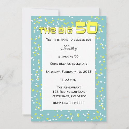 "The BIG 50" 50th Birthday Invitation -- Confetti