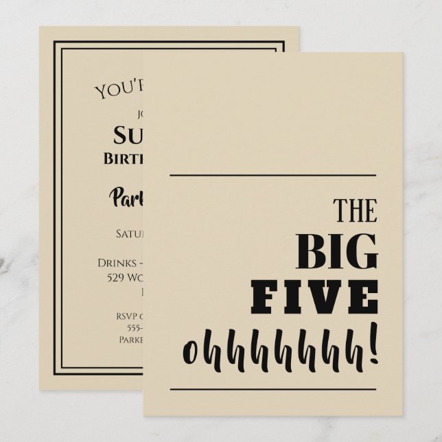 The BIG 50 Birthday Invitations (Front/Back)