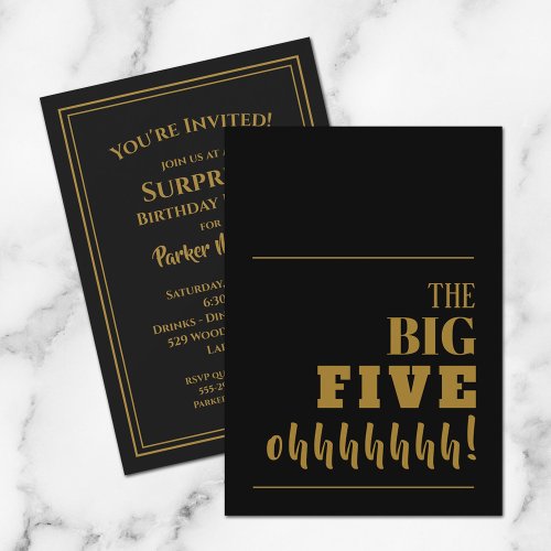 The BIG 50 Black Gold Birthday Party Invitations