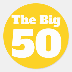 The Big 50 Gold Birthday Classic Round Sticker