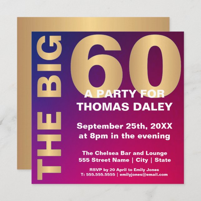 THE BIG 60 BIRTHDAY INVITATION (Front/Back)