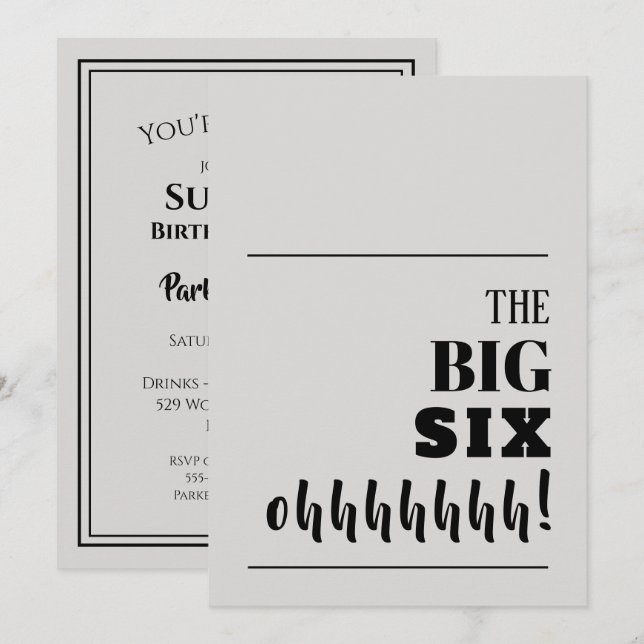 The BIG 60 Birthday Invitations (Front/Back)