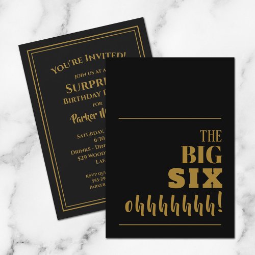 The BIG 60 Black Gold Birthday Party Invitations