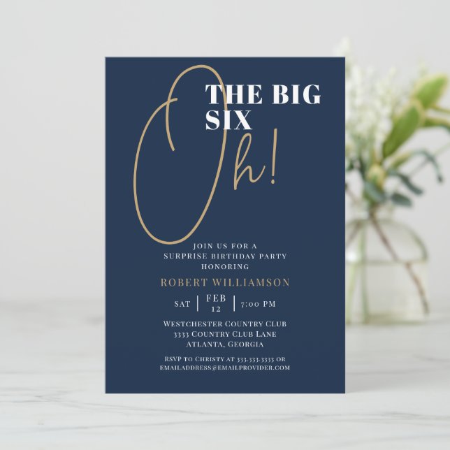 The Big 60th Surprise Blue Birthday Invitation (Standing Front)