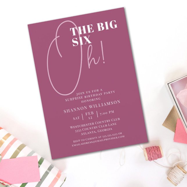 The Big 60th Surprise Pink Birthday Invitation (Creator Uploaded)