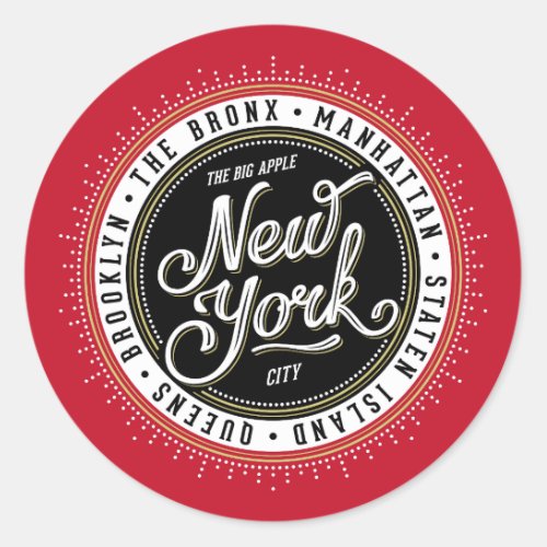 The Big Apple New York City Logo Classic Round Sticker