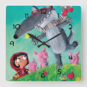 The Big Bad Wolf Square Wall Clock