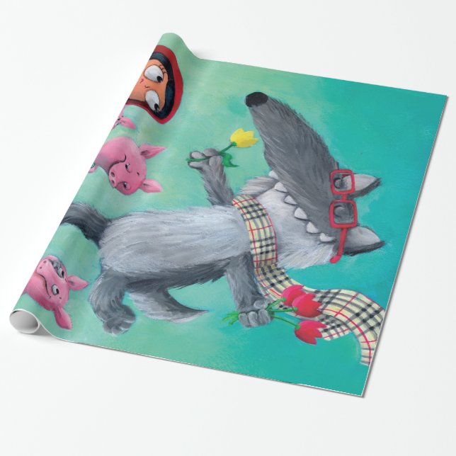 The Big Bad Wolf Wrapping Paper (Unrolled)