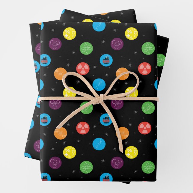The Big Bang Theory Black Pattern Wrapping Paper Sheets (In situ)