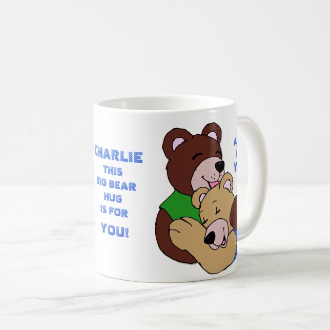 The Big Bear Hug Custom Text Coffee Mug (Front Right)