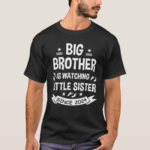 The big brother takes care of the little sister in T_Shirt