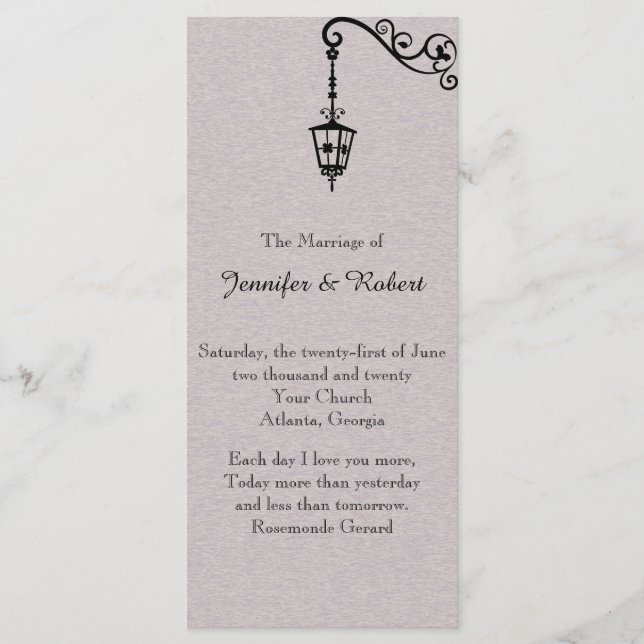 The Big Easy Wedding Program (Front)