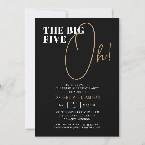 The Big Five Oh Black 50th Surprise Birthday Invitation