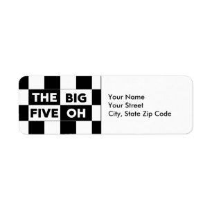 The Big Five Oh Black White Checkerboard Labels