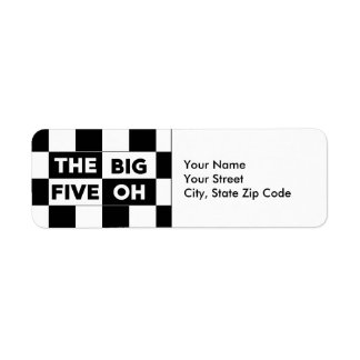 The Big Five Oh Black White Checkerboard Labels