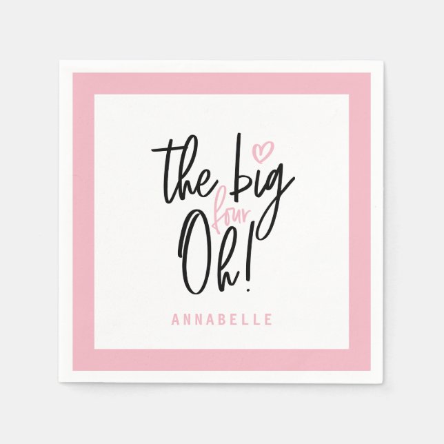The big four oh! 40th birthday party favor decor napkins (Front)