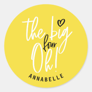 The big four oh! 40th birthday party favor gift classic round sticker