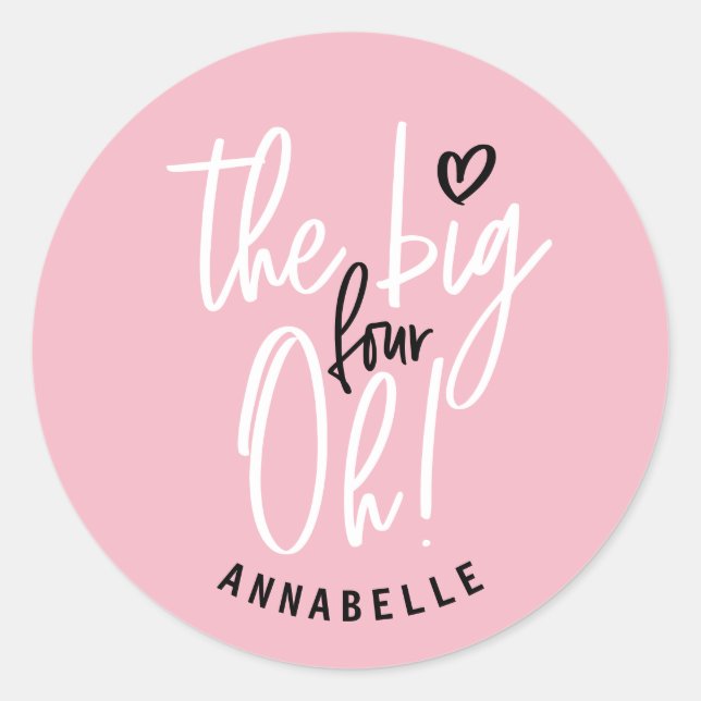 The big four oh! 40th birthday party favor gift classic round sticker (Front)