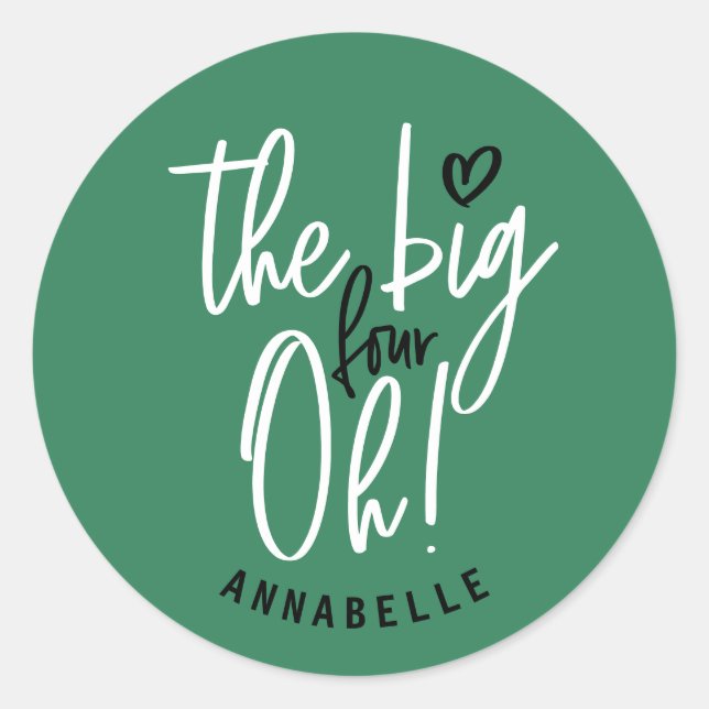 The big four oh! 40th birthday party favor gift classic round sticker (Front)