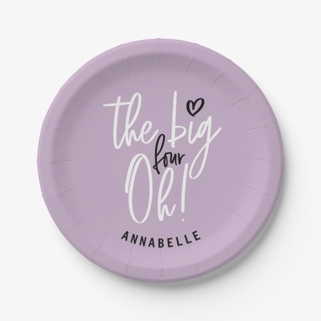 The big four oh! 40th birthday party favor gift paper plates (Front)