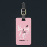 The big four oh! 40th birthday party favor gift to luggage tag<br><div class="desc">The big four oh! 40th birthday party favor gift. Pink girly modern typography birthday gift tote design.</div>